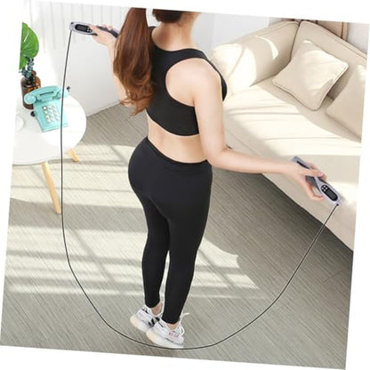 Electronic Counting Jump Rope for Workout Fitness Training, Weighted Steel Wire Skipping Rope with Digital Counter, Black for Home Gym and Exercise