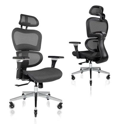 Nouhaus Ergo3D Ergonomic Office Chair Lumbar Support Mesh Office Chair with 4D Adjustable Armrest, Adjustable Headrest and Wheels, Mesh High Back Home Office Desk Chairs(Black) - color: Black