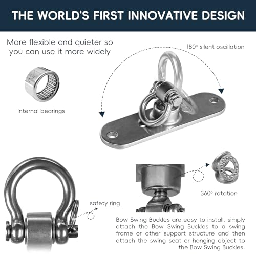 Heavy Duty Stainless Swing Hanger with Smooth Swing Bearings 180°+360°, 1500 lb Capacity for Indoor Outdoor Playground Yoga Hammock Chair Sandbag Porch Swing Bag