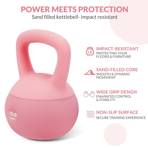 XPRT Fitness Professional Soft Kettlebell | Sand Filled Protective Shell | 10/12 LBS Home Gym Equipment | Anti-Slip Wide Grip | Floor-Safe Design