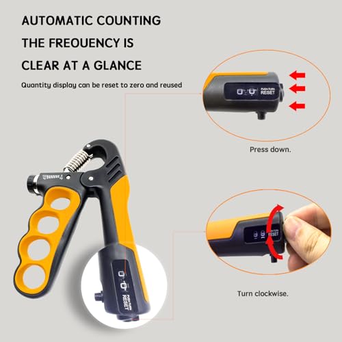 Grip Strength Trainer, Hand Grip Strengthener, Forearm Strengthener, Adjustable Resistance 11 Lbs - 220 Lbs, Ergonomic Design - color: yellow