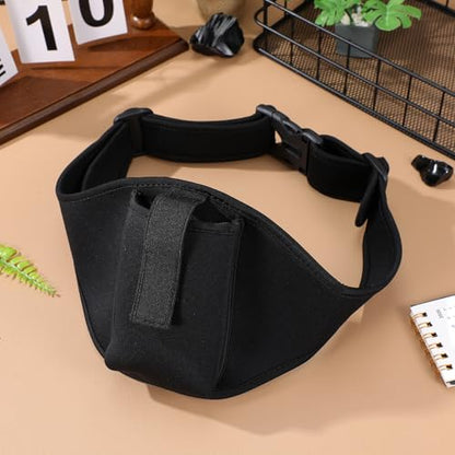 Mic Fitness Waist Belt Adjustable Microphone Holder Bag with Neoprene Material Sweat-resistant 75.5cm for Fitness Trainers and Outdoor Running