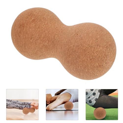 GLEAVI Peanut Shape Deep Tissue Massage Ball Cork Wood Dual Mobility Massager for Muscle Relief Trigger Point Therapy and Fitness