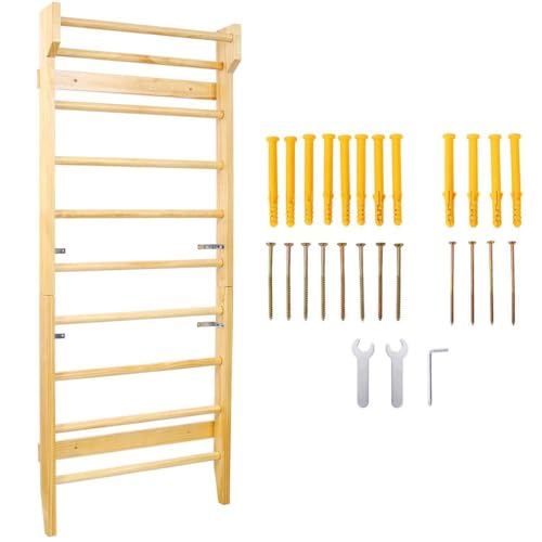 Gymnastics Wood Stall Bar, Wall-Mounted Swedish Ladder – Pull Up Bar for Strength & Flexibility – Ideal for Home Gym, Physical Therapy, Stretching, Yoga, Conditioning & Rehabilitation Exercises