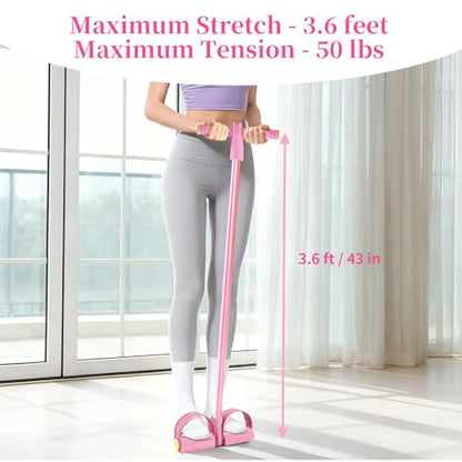 Pedal Resistance Bands with Handles, Upgrade 6-Tubes Elastic Bands for Exercise, Natural Rubber Foot Pedal Resistance Bands, Multifunction Fitness Bands for Abdomen, Waist, Arm, Leg, Pilates - color: Pink