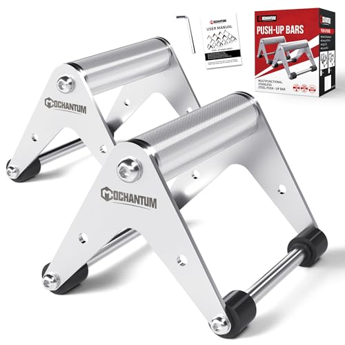 Push Up Bar - Heavy-Duty Stainless Steel Pushup Stands with Non-Slip Base, 500LB Capacity, Portable Home Gym Equipment for Strength Training & Floor Workouts - color: White