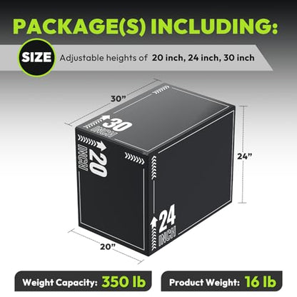 HANDBODE 3-in-1 Plyometric Box, Jump Training Equipment - style: 16 lb (20 x 24 x 30 inch)-B