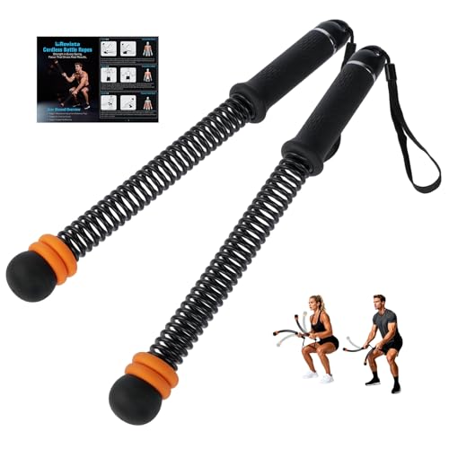 2 PCS Weighted Cordless Battle Ropes - Adjustable Resistance and Portable Ropeless Battle Ropes with Non Slip Handle - Low-Noise Exercise Rope for Instant Effective Workouts Anytime (Black) - color: Black