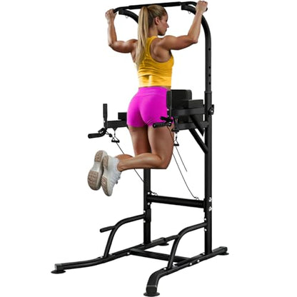 Pull Up Tower Dip Station, Adjustable Free Standing Pull Up Bar, Multi-Function Power Tower for Home Gym Workout and Strength Training
