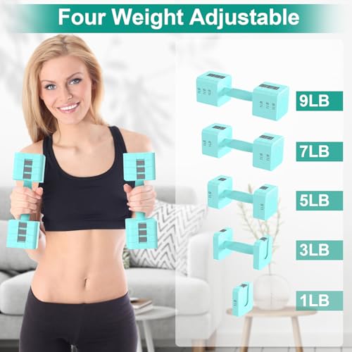Hezeyferg 18LBS 22LBS Adjustable Dumbbells Set, Hand Weights Sets with Mutilple Levels, Adjustable Weight Dumbbells for Women/Men Home Gym Full Body Workout - color: Blue 9LB Each ( 18LB Pair )
