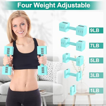 Hezeyferg 18LBS 22LBS Adjustable Dumbbells Set, Hand Weights Sets with Mutilple Levels, Adjustable Weight Dumbbells for Women/Men Home Gym Full Body Workout - color: Blue 9LB Each ( 18LB Pair )