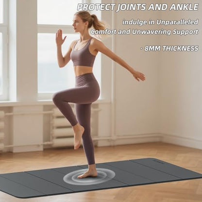 Foldable Yoga Mat Extra Thick 0.32 Inches(8mm) | SGS-certified, odorless POE. Non-slip surface & no curling edges. Great for yoga, Pilates & home gym.