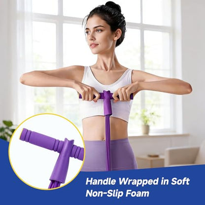 Pedal Resistance Band with Handles, 8 Tube Exercise Bands for Home Workout, Multifunctional Fitness Equipment for Abs, Waist, Legs & Full Body Training, Portable Foot Pedal Resistance Trainer