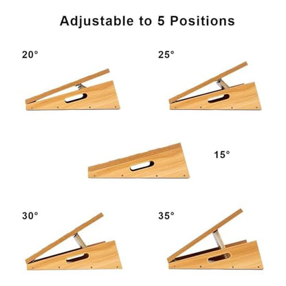 StrongTek Wooden Slant Board, Adjustable Incline, Side Handles, Non-Slip - style: full-coverage
