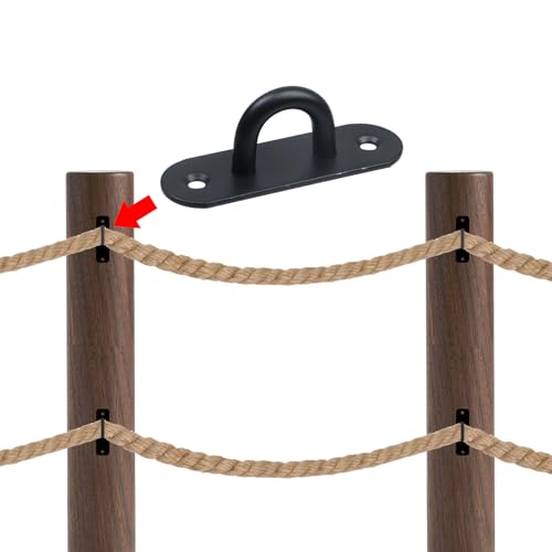 6PCS Black Stainless Steel Ring Rope Bracket Battle Rope Anchor Support Holder for Suspension Strap with Screws