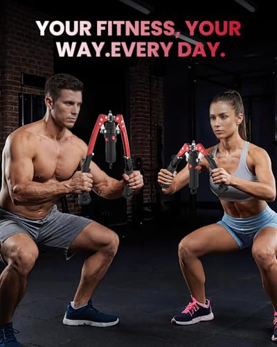 Saker Adjustable Hydraulic Twister Arm Trainer - 22-440Lbs Strength Training Equipment with Ab Roller Wheel, Home Gym System for Arms, Chest & Core Workout