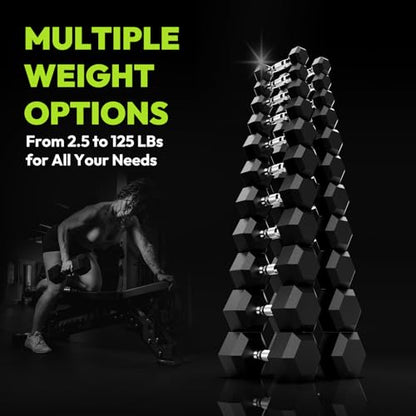 HANDBODE Rubber Coated Hex Dumbbell Set, 90-640 lb - size: 640 lb Set (Pair of 10,15,20,25,30,40,50,60,70lb)