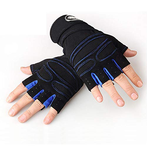 Workout Gloves for Powerlifting, Weight Training, Biking, Cycling - Premium Quality Weights Lifting Gloves Gym Gloves Washable for Callus and Blister Protection Men & Women - color: Dark blue, size: Large