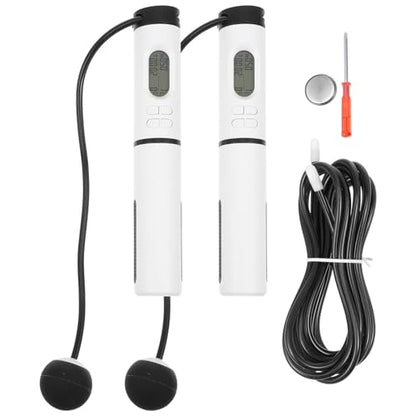 Hemobllo Smart Cordless Jump Rope Weighted with Digital Counter, Indoor Ropeless Skipping Rope for Fitness and Weight Loss, 1 Handle with Switch and Steel Wire Ball Design