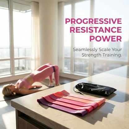 Resistance Bands Set, 5 Multi-Color Latex Loop Bands, Light to Extra Heavy Tension Levels, 12x2 Inches, for Strength Training, with Storage Bag