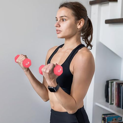 MADOG Dumbbell Set, Anti-Slip Neoprene Coated Hexagon Hand Weights for Home Gym Equipment Workouts Strength Training