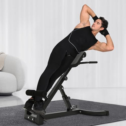 Multi-Functional Weight Bench, Compact Adjustable Weight Bench for Full Body Strength Training, Ab/Back Hyper Roman Chair, Adjustable Ab Sit up Bench, Incline Decline Bench, Flat Bench, Hyperextension Bench, Back Extension Machine