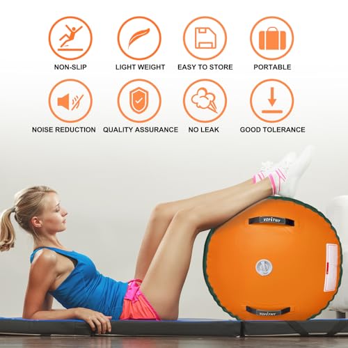 VOFiTNY Gymnastics Air Barrel Tumbling Equipment Back Handspring Trainer - color: Green/Orange NoPump, size: 4'L x 2.5'D