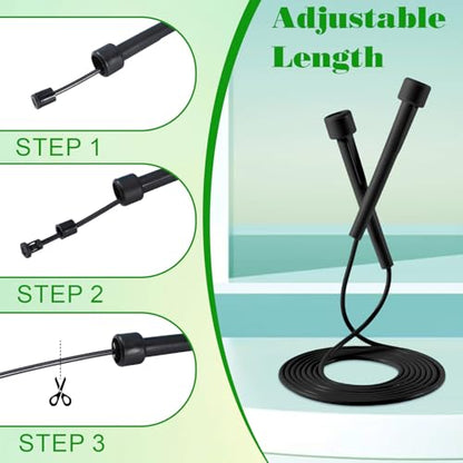 10 Pcs Jump Ropes, Adjustable Jumping Ropes with Plastic Handles, Skipping Rope for Fitness Exercise, Lightweight Speed Rope for Kids, Men, Women(Black)