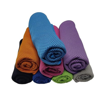 8-Pack Menjo Outdoors Cooling Towels for Neck & Face. Quick-Dry Workout Towels, Sweat-Wicking for Yoga, Gym, Running and Outdoors. Reusable Cooling Towel for Men & Women and Great for Hot Weather.