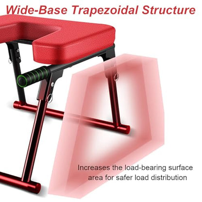 Handstand Stool Folding Yoga Chair – Foldable Headstand Bench with Double Handrails & U-Shaped Base, for Practice Head Stand, Shoulder Stand and Yoga Inversion Exercise