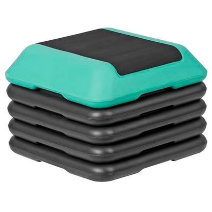 16"x16" Height Adjustable Step Aerobic Platform with 4 Risers, Exercise Workout Stepper for Home Training, Gym Fitness, 4''- 6'' - 8''-10''-12'' - color: Green