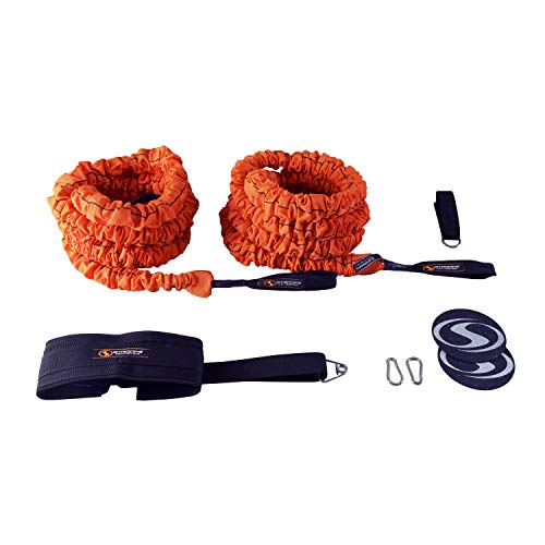Son of The Beast Resistance Bands Battle Ropes Set | Elastic Training Rope with Power Pull Belt, Anchors, Carabiners & Agility Dots for Full Body Training - color: Pro Kit - Orange, size: 47 lbs