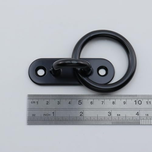 Semetall M8 Black Ceiling-Wall Mount Hook & Pad Eye Plate - 4 Pack 304 Stainless Steel Deck Hardware, Heavy Duty Anchor Rings for Boat Rigging, Yoga Swings, Hammocks & Marine Suspension(Oval) - size: M8 - Oval