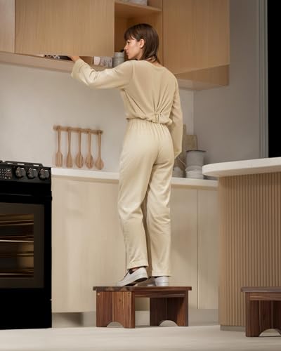 Wooden Step Stool, 9in One Step Stool for Adults, Wooden Beside Step Platform with 550 Load Capacity, Heavy Duty/Portable/Nonslip/Durable Construction Safe Step Support for Bedroom/Home Kitchen