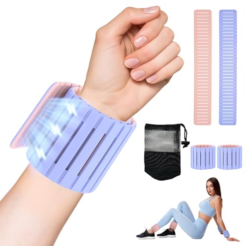 Adjustable Hidden Magnetic Ankle & Wrist Weights, Skin-Friendly Breathable and Waterproof Silicone Design for Women & Men - Ideal for Fitness, Yoga, Running, Cycling & Swimming, 2-Pack, 1LB Each
