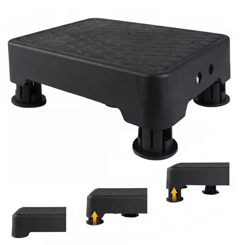Adjustable Step Stool, 700 LBS Capacity Safety Bed Step for Seniors, Exercise Setp Platform, Portable Stair Assist for Elderly, Wide Step up for Kitchen, Car, Bedside & Shower, Black - color: Black Wave