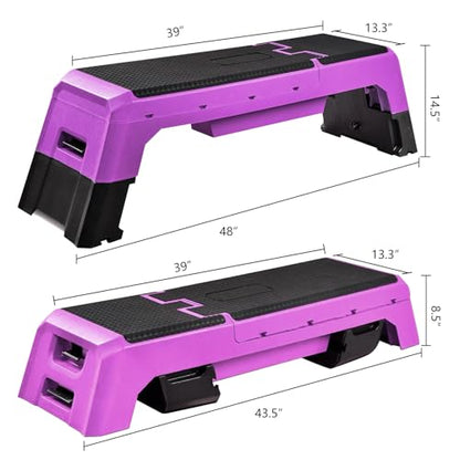 Multifunctional Step Platform Aerobic Deck Stepper with Resistance Bands Versatile Cardio Exercise Equipment Workout Fitness, Adjustable Weight Bench for Home Gym