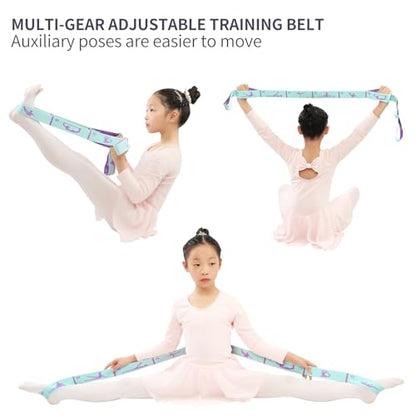 Extended 8 Loops Kids' Elastic Band – Adjustable Dance & Gymnastics Stretch Strap for Children's Training, Yoga, Pilates, and Ballet Resistance Home Workout - color: Blue