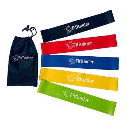 Fit Raider Resistance Bands Set (5 Pack) - Heavy Duty Natural Latex Loop Bands for Legs & Glutes - Workout, Yoga, Pilates & Physical Therapy - Home Gym Fitness