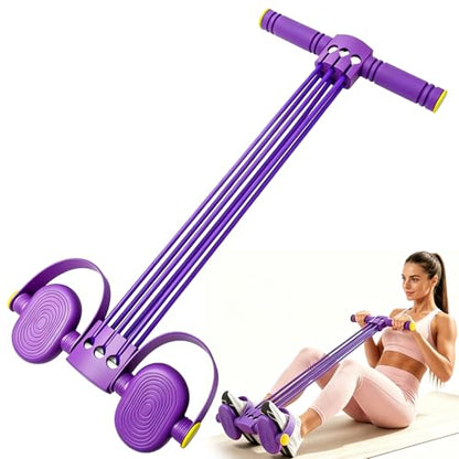 Pedal Resistance Bands with Handles, Adjustable 6-Tube Foot Pedal Resistance Band, Heavy-Duty Natural Rubber Tension Bands for Full Body Workout, Home Fitness Training for Abdomen, Arms, Legs & Waist