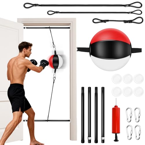 Doorway Punching Bag Double End Bag for Boxing, No Wall Installation Boxing Training Set with Bungee Cords, Double End Punching Ball Striking Equipment for Training at Home & Gym