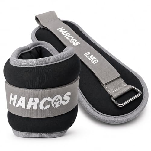 HARCOS Ankle Weights for Women & Men, Adjustable Wrist Weights Pair with Soft Neoprene Padding for Gym, Walking, Jogging, Yoga, Pilates, Cardio, Leg & Arm Workouts - color: Black, size: 0.5 KG (1.1 LB) Pair