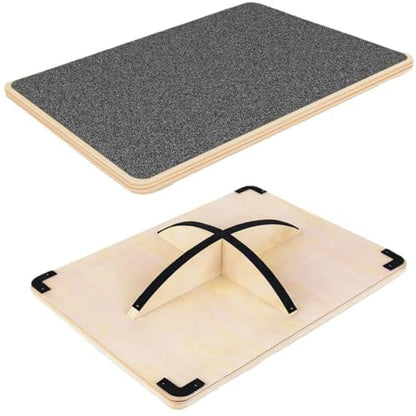 Qianly Wooden Balance Board Coordination Training Rectangular Wobble Board Ankle Mobility Exercise Equipment for Gym