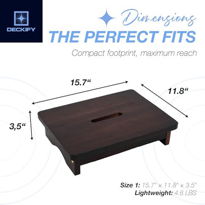 Premium Wooden Step Stool for Adults, Small Acacia Wood Stepping Stool, Non-Slip 1-Step Bedside Stool for Bed & Bathroom, 600 lbs, Portable — 3.5 Inch - size: 3.5 Inch