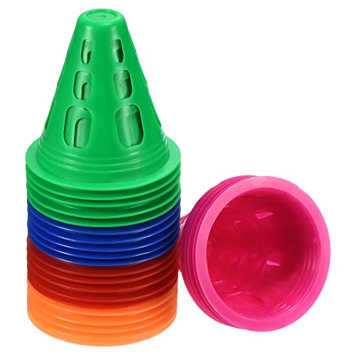 PATIKIL Agility Cones, 25 Pack Sports Cones Training Marker with Square Holes for Football Roller Skating Outdoor Activity, 5 Colors