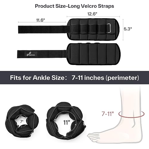 Sportneer Adjustable Ankle Weights for Women and Men 7 lbs/Pair Adjustable Leg Weights with Secure Straps, Strength Training Weighted for Yoga, Walking, Running, Aerobics, Gym, Physical Therapy - color: Black