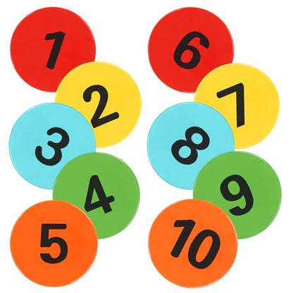 Numbered Poly Spot Markers 9inch Non-Slip Rubber Floor Dots for Gym, Flat Cones with Numbers Agility Markers Poly Spots for Classroom Dance Sports Soccer Basketball Speed Agility Training