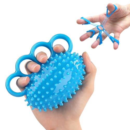 Hand Exerciser Ball and Finger Stretcher, Hand Grip Strengthener Trainer, Squeeze Balls, Wrist Pain Relief (Blue) - color: Blue