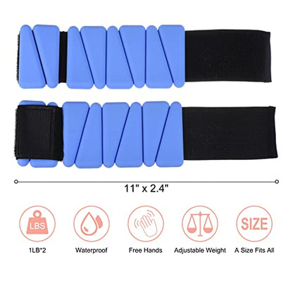 PATIKIL Ankle Weights for Women, 2Lbs Total (1Lb Each) Adjustable Wrist Weights with Removable Weights Arm Weights for Women & Men Yoga Training Walking Jogging Aerobics - color: Blue