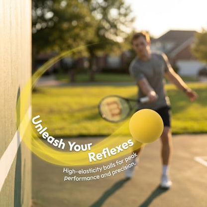SUPVOX 4Pcs High Bounce Squash Balls: Professional Hollow Rubber Training for Racquetball & Handball - High Visibility Yellow Reflex Response Balls for Reflex & Agility Drills